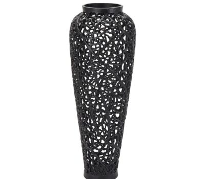 Black-Cast-Lattice-Floor-Standing-Vase-Image-Three